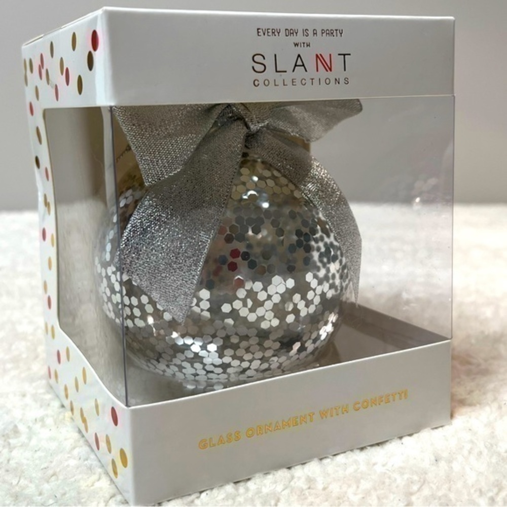 Slant Confetti Glass Ornament.